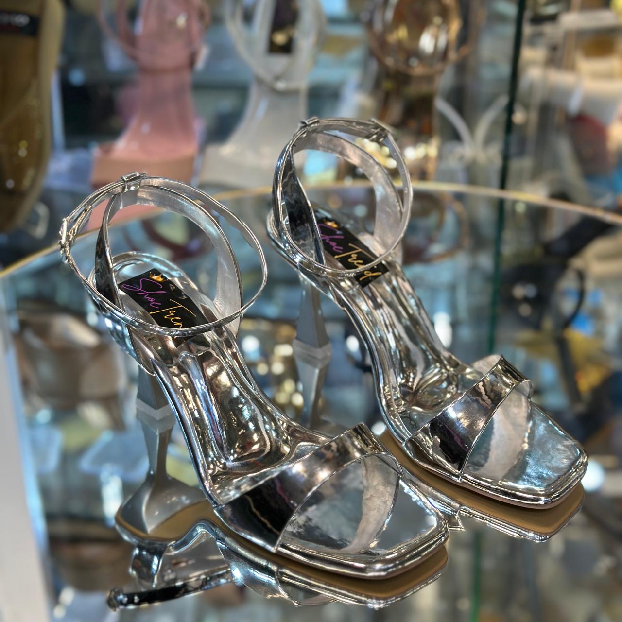 Silver heel sandal ic76