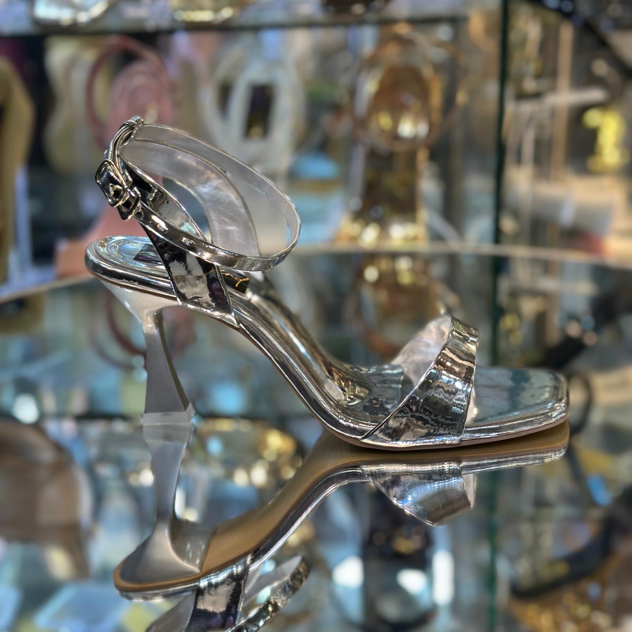 Silver heel sandal ic76
