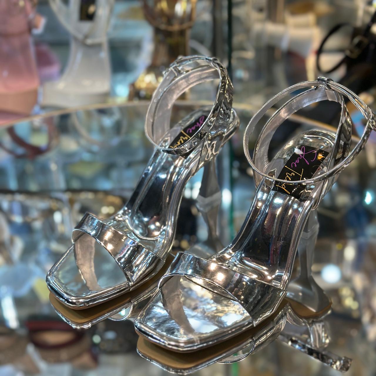 Silver heel sandal ic76