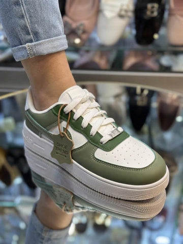 Platform Low-Top Sneakers (Olive)
