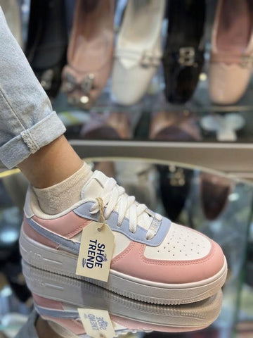 Platform Low-Top Sneakers (Pink+Baby Blue)